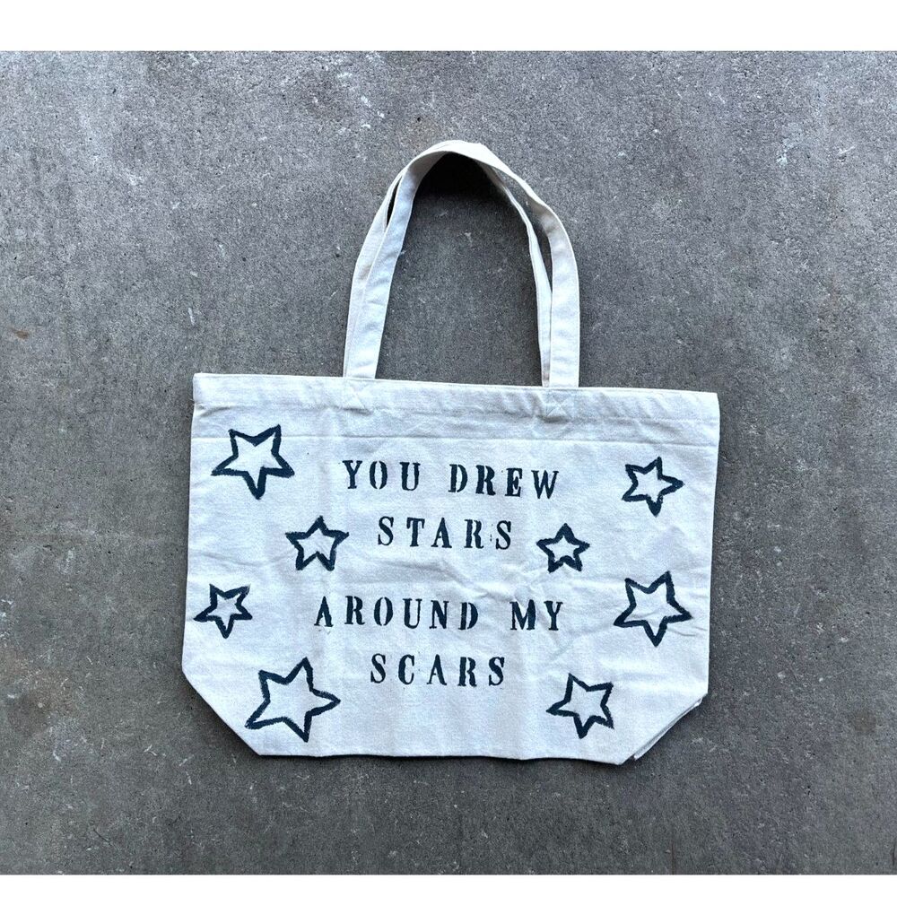 Taylor Swift Inspired Painted Tote Bag Cardigan Lyrics